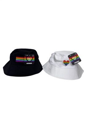 ABG Two Pride Rainbow Patch Bucket Hats White & Black Nwt Unisex Size OS